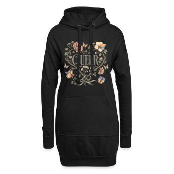 T-shirt queer en forme de cœur floral LGBTQ Pride Vintage - Sweat-shirt à capuche long Femme - noir - Devant