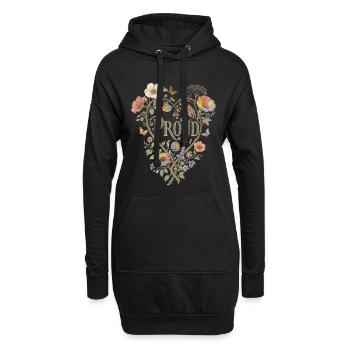 T-shirt fier en forme de cœur floral LGBTQ Pride vintage - Sweat-shirt à capuche long Femme - noir - Devant