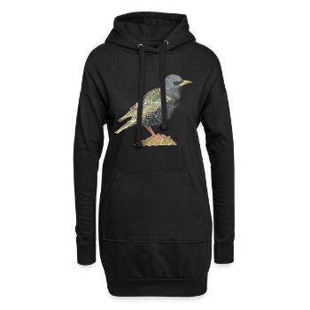 Étourneau sansonnet - Sweat-shirt à capuche long Femme - noir - Devant
