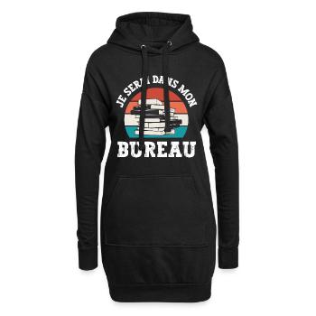 je serai dans mon bureau - Sweat-shirt à capuche long Femme - noir - Devant