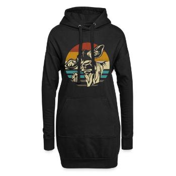 Kuh Kühe Rinder Kälber Kalb Bullen retro vintage - Hoodie-Kleid - Schwarz - Vorne