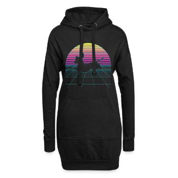 Vaporwave Dackel Hund Dachshund 80er 90er - Hoodie-Kleid - Schwarz - Vorne