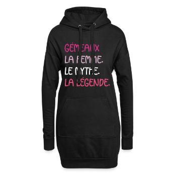 gémeaux - Sweat-shirt à capuche long Femme - noir - Devant