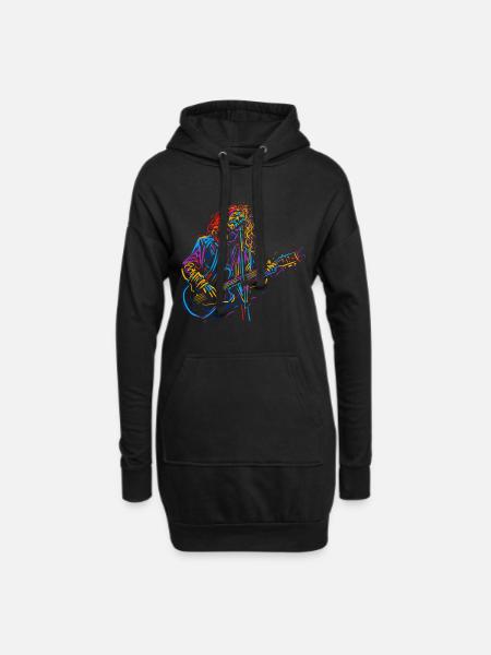 Instrument de musique Hommes jouant de la guitare Graphique - Sweat-shirt à capuche long Femme - noir