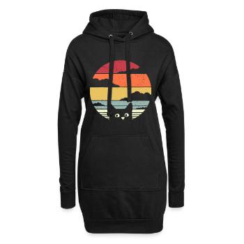 Graphique drôle de chat - Sweat-shirt à capuche long Femme - noir - Devant