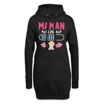 Maman En 2024 - Sweat-shirt à capuche long Femme - noir - Devant
