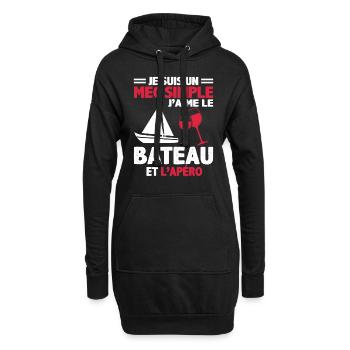 Je Suis Un Mec Simple J'aime Le Bateau Et L'apéro - Sweat-shirt à capuche long Femme - noir - Devant