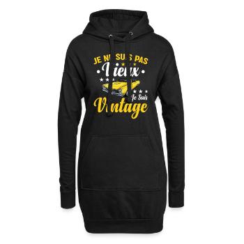 Je Suis Pas Vieux Je Suis Vintage - Sweat-shirt à capuche long Femme - noir - Devant