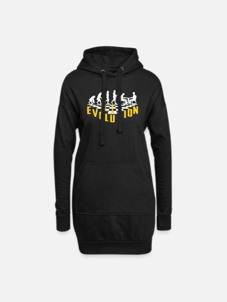 Die Evolution des Schachs - Hoodie-Kleid - Schwarz