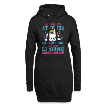 Moi Folle ? Attends Que Je Descende De Ma Licorne - Sweat-shirt à capuche long Femme - noir - Devant