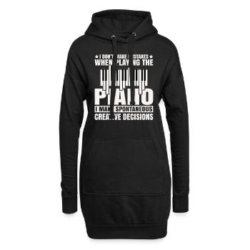 Musique Piano Instrument De Musique Idée Cadeau Dj - Sweat-shirt à capuche long Femme - noir - Devant