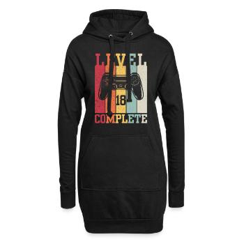 Niveau 18 Complété - Sweat-shirt à capuche long Femme - noir - Devant