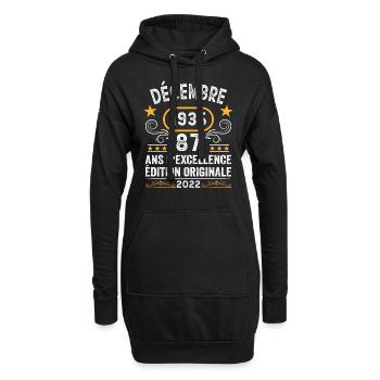 Anniversaire Vintage Idée Cadeau Décembre 1935 87 - Sweat-shirt à capuche long Femme - noir - Devant