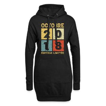 Anniversaire Vintage Idée Cadeau Octobre 2018 - Sweat-shirt à capuche long Femme - noir - Devant