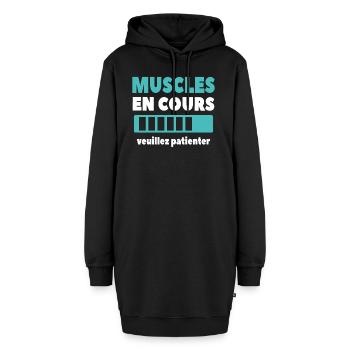 Muscles En Cours Veuillez Patienter - Sweat-shirt à capuche long Femme - noir - Devant