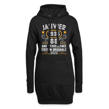 Anniversaire Vintage Idée Cadeau Janvier 1935 88 - Sweat-shirt à capuche long Femme - noir - Devant
