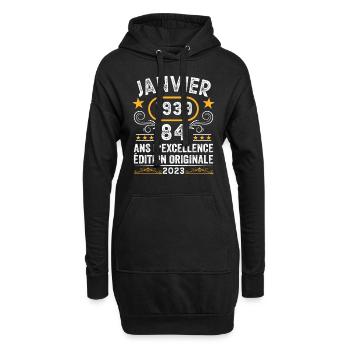 Anniversaire Vintage Idée Cadeau Janvier 1939 84 - Sweat-shirt à capuche long Femme - noir - Devant