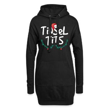 Frauen Lametta Titten Lustige Weihnachten - Hoodie-Kleid - Schwarz - Vorne