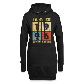 Anniversaire Vintage Idée Cadeau Janvier 1996 - Sweat-shirt à capuche long Femme - noir - Devant