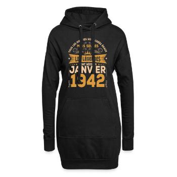 Les Légendes Sont Nées En Janvier 1942 - Sweat-shirt à capuche long Femme - noir - Devant