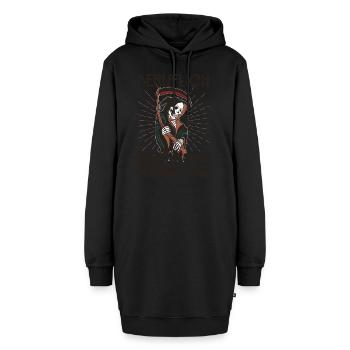 Wollte Etwas Mit Den Menschen Machen - Hoodie-Kleid - Schwarz - Vorne - AI Model Female 172 light (172cm)
