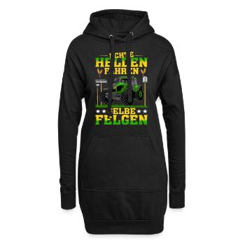 Echte Helden Fahren Gelbe Felgen - Hoodie-Kleid - Schwarz - Vorne