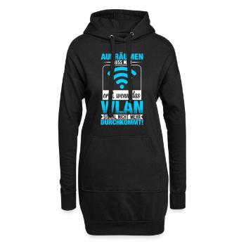 Aufräumen Muss Man Erst Wenn Das Wlan - Hoodie-Kleid - Schwarz - Vorne