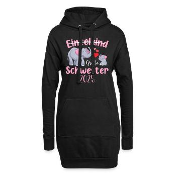 Einzelkind Große Schwester 2025 - Hoodie-Kleid - Schwarz - Vorne