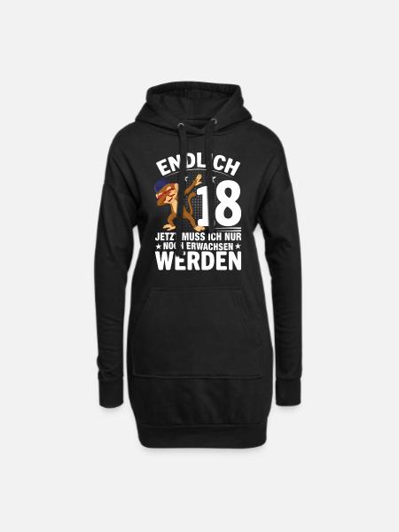 18 Years Boy Girl Man 18th Birthday Finally 18 - Hoodie-Kleid - Schwarz