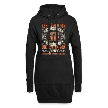 Les Légendes Sont Nées En Janvier 2002 Cadeau - Sweat-shirt à capuche long Femme - noir - Devant