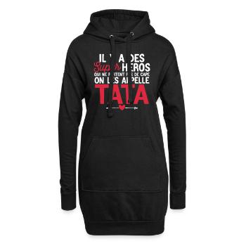Héros Sans Cape : Les Tatas - Sweat-shirt à capuche long Femme - noir - Devant