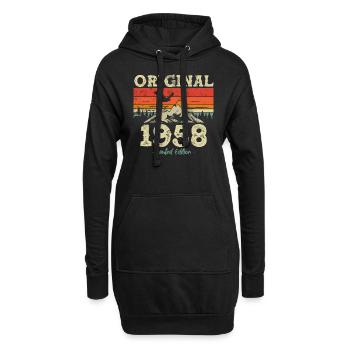 Né en 1958, 65e anniversaire, 65 ans de force - Sweat-shirt à capuche long Femme - noir - Devant