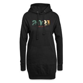Vintage Geburtstagsgeschenk Wald 2021 - Hoodie-Kleid - Schwarz - Vorne