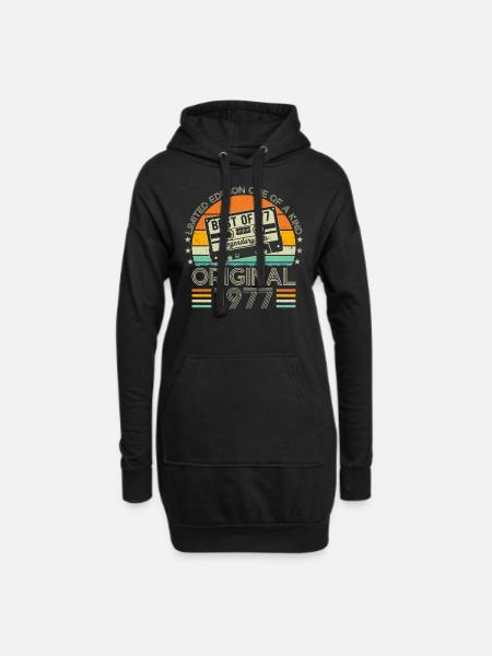 Jahrgang 1977 Geburtstagsfreude - Hoodie-Kleid - Schwarz