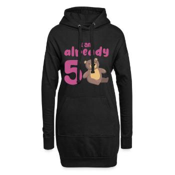 Ich bin bereits 5 Jahre alt 5. Geburtstag - Hoodie-Kleid - Schwarz - Vorne