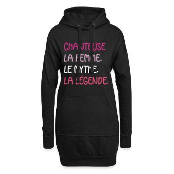 chanteuse - Sweat-shirt à capuche long Femme - noir - Devant