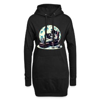 Astronaute lisant un livre dans l’espace - Sweat-shirt à capuche long Femme - noir - Devant