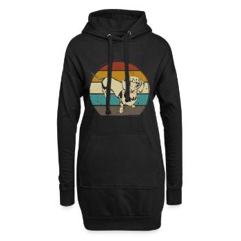 Dackel Hund Rasse Dachshund 70er 80er retro - Hoodie-Kleid - Schwarz - Vorne