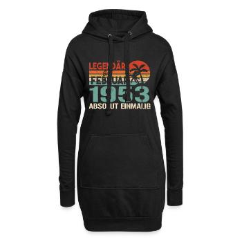 Geburtstagsgeschenk - Jahrgang Februar 1953 - Hoodie-Kleid - Schwarz - Vorne