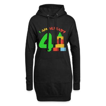 I am already 4 years old 4th birthday - Hoodie Dress - black - Front