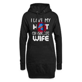 C’est drôle que j’aime mon mari congolais chaud - Sweat-shirt à capuche long Femme - noir - Devant