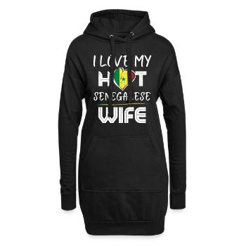 C’est drôle que j’aime mon mari sénégalais chaud - Sweat-shirt à capuche long Femme - noir - Devant