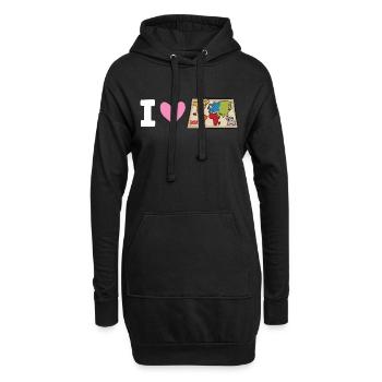 Risiko - I Love, Ich liebe, Herz - Hoodie-Kleid - Schwarz - Vorne