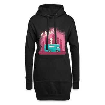 Camping Wohnmobil Vintage im Wohnwagen Caravan - Hoodie-Kleid - Schwarz - Vorne
