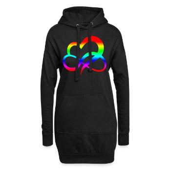 Regenbogen Herz - Hoodie-Kleid - Schwarz - Vorne