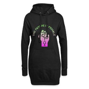 The future is female - Sweat-shirt à capuche long Femme - noir - Devant