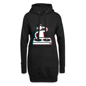 Techno Dj 3d Electro Red Blue tik tok edm weiß - Hoodie-Kleid - Schwarz - Vorne