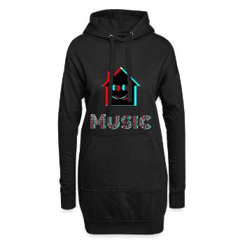 Musique House - Sweat-shirt à capuche long Femme - noir - Devant