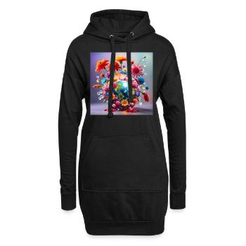 Planète Terre - Sweat-shirt à capuche long Femme - noir - Devant