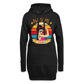Maman awesome 1984 cadeau femme vintage rétro - Sweat-shirt à capuche long Femme - noir - Devant